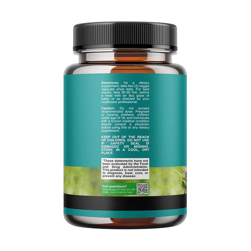 A bottle of JiaBei Health Liver Support with Milk Thistle capsules, labeled "Rooted in Nature, Backed by Science" and featuring "Cleanse & Detox Support" and "20+ Liver Health Nutrients." The bottle contains 70 capsules. This premium Liver Support with Milk Thistle product is offered by a GMP, ISO22000, HALAL, and KOSHER certified bulk provider, with a minimum order quantity of 500 units for wholesale and private label opportunities.