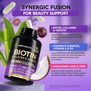 Biotin + Collagen & Keratin Vitamin Supplement – Non-GMO Gluten-Free Capsules