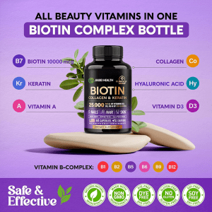 Hair, Skin & Nails Support Capsules with Biotin 25,000 mcg – Jiabei Health