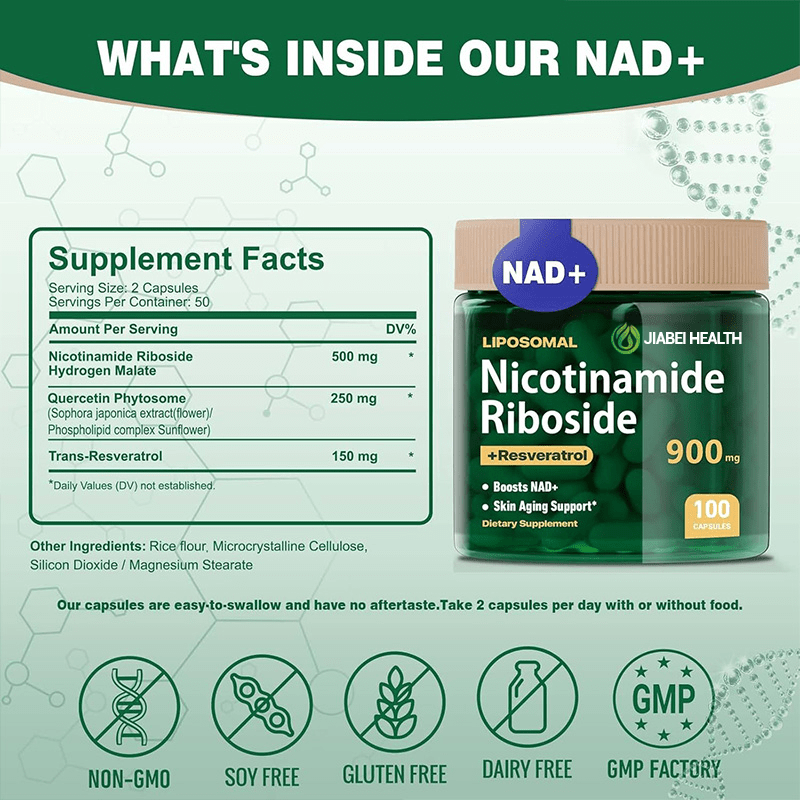 Liposomal Nicotinamide Riboside 900mg + Resveratrol – NAD+ Boost & Skin Aging Support - Image 3
