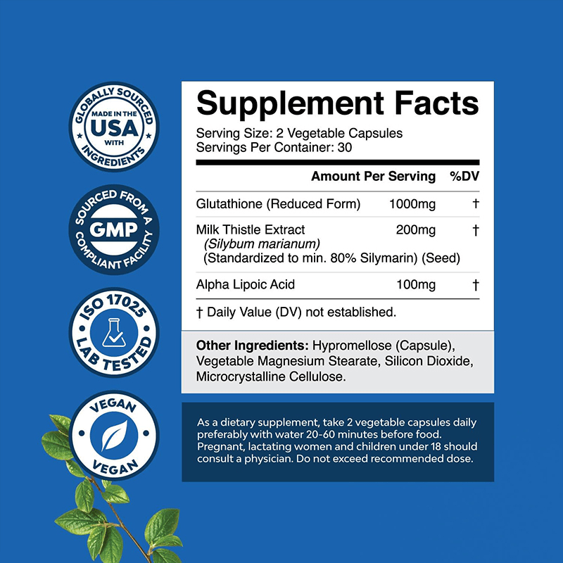 Glutathione Reduced 30 Capsules – Master Antioxidant with Milk Thistle & ALA - Image 3