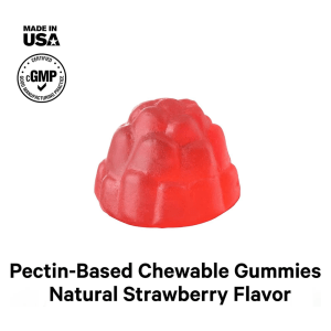 Pectin based strawberry Vitamin D3 gummy texture for chewable supplement manufacturing