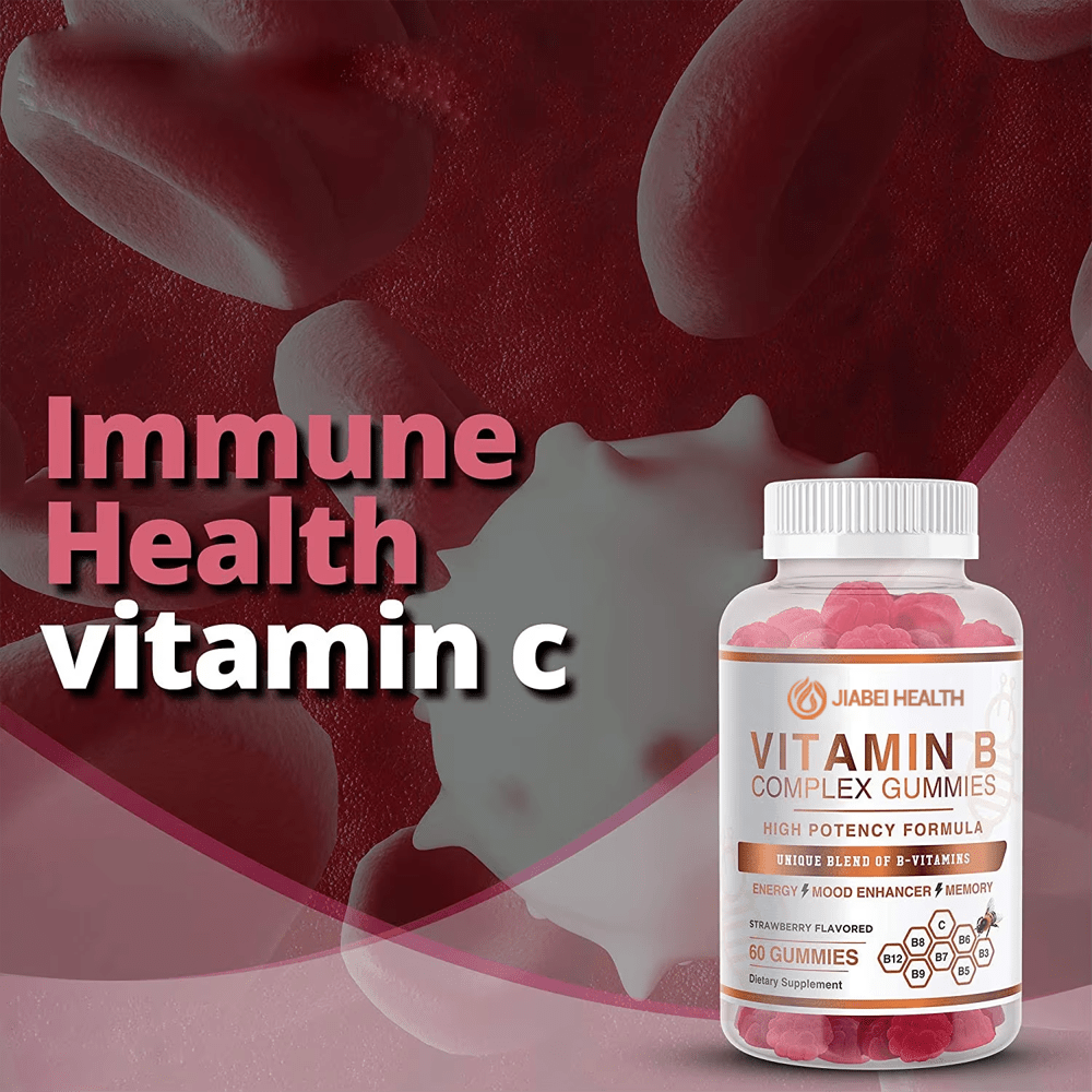 Vitamin B Complex Gummies emphasizing immune health benefits alongside Vitamin C, for bulk and private label opportunities.