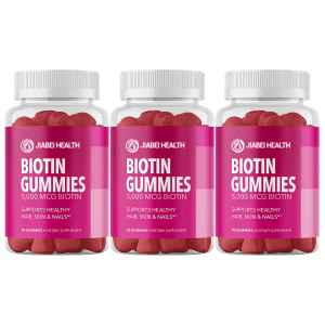 Jiabei Health high potency biotin gummies 5000 mcg to support healthy hair, glowing skin, and strong nails