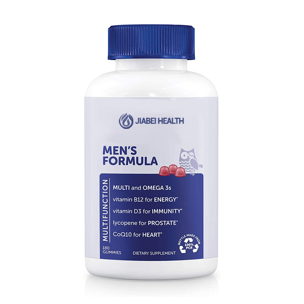 Jiabei Health Men’s Formula Multivitamin Omega Gummies with Omega 3, vitamin B12, vitamin D3, lycopene, and CoQ10 for men’s health – OEM private label supplement