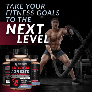 Man training with battle ropes while Jiabei Health Fadogia Agrestis with Tongkat Ali capsules support stamina and next-level fitness goals