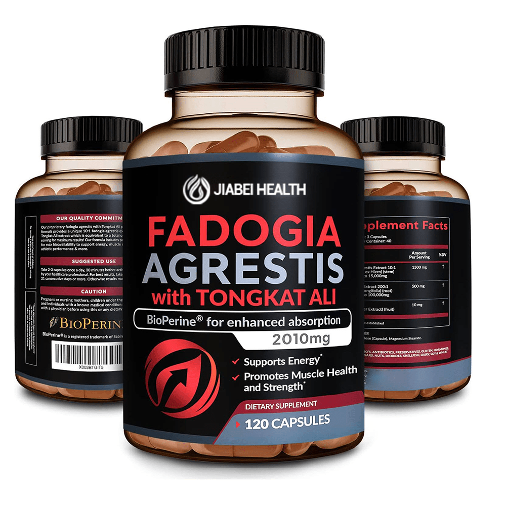 Jiabei Health Fadogia Agrestis with Tongkat Ali 2010mg capsules front label