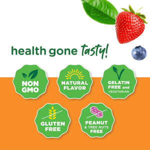 High potency kids zinc gummies with natural berry flavor, non-GMO, gluten-free, gelatin-free, and peanut-free formula