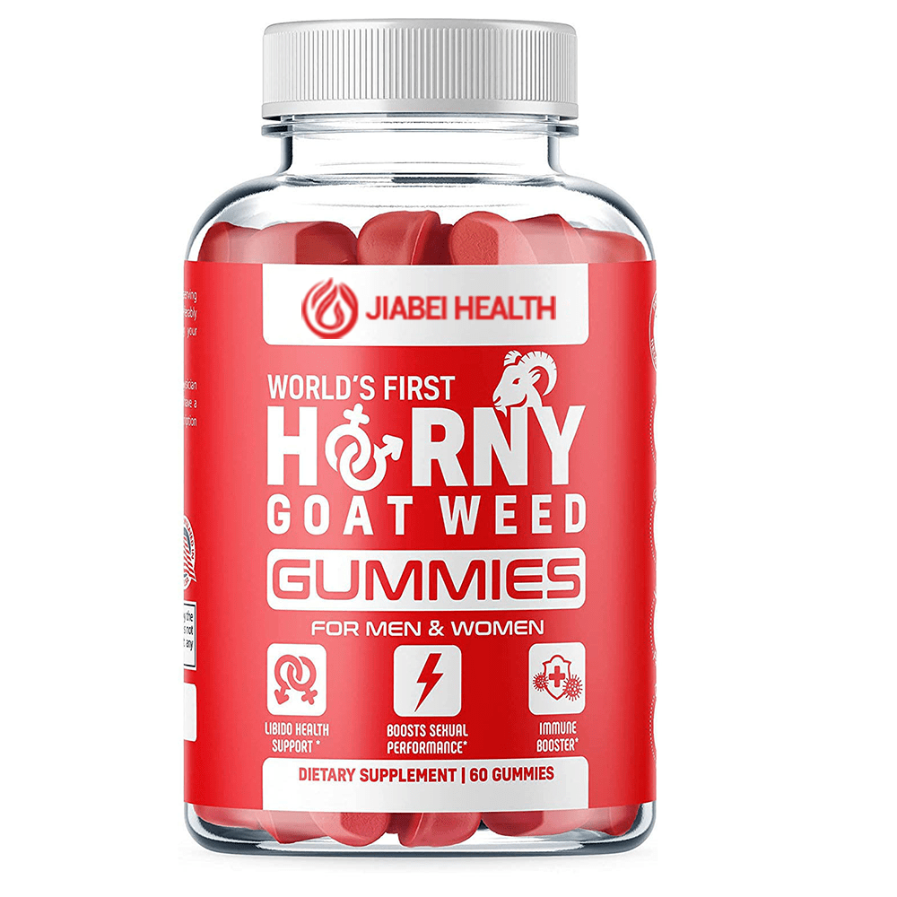 Bottle of Horny Goat Weed Gummies by Jiabei Health for libido, sexual performance, and immune support