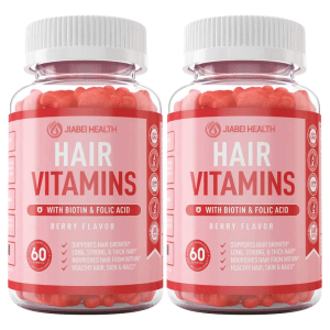 Jiabei Health Hair Vitamins with Biotin and Folic Acid, berry flavor gummies for hair growth, skin, and nails support