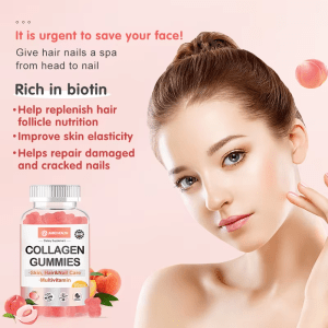 Collagen gummies rich in biotin to replenish hair follicle nutrition, improve skin elasticity, and repair damaged nails by Jiabei Health