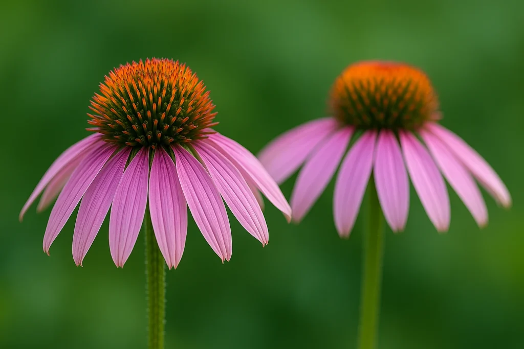 Close-up of echinacea purpurea flowers symbolizing natural immune support and herbal supplement ingredients, 16:9 image without text.