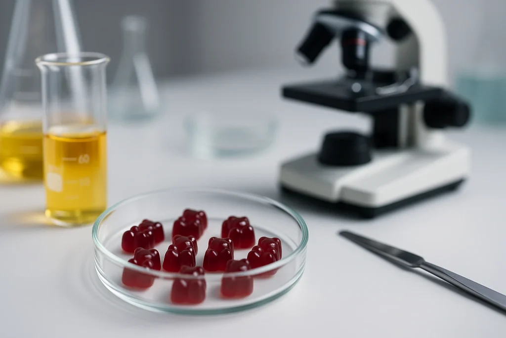 Laboratory-based formulation testing of lipo gummies showing stability and processing considerations in OEM manufacturing
