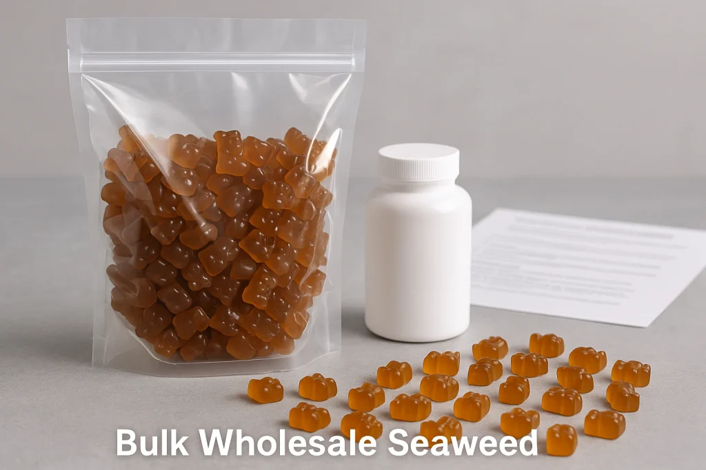 Bulk seaweed gummies supplied for OEM, private label packaging, and wholesale distribution in B2B sourcing