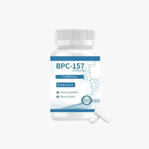 BPC-157 peptide capsules in bottle format for research and formulation development
