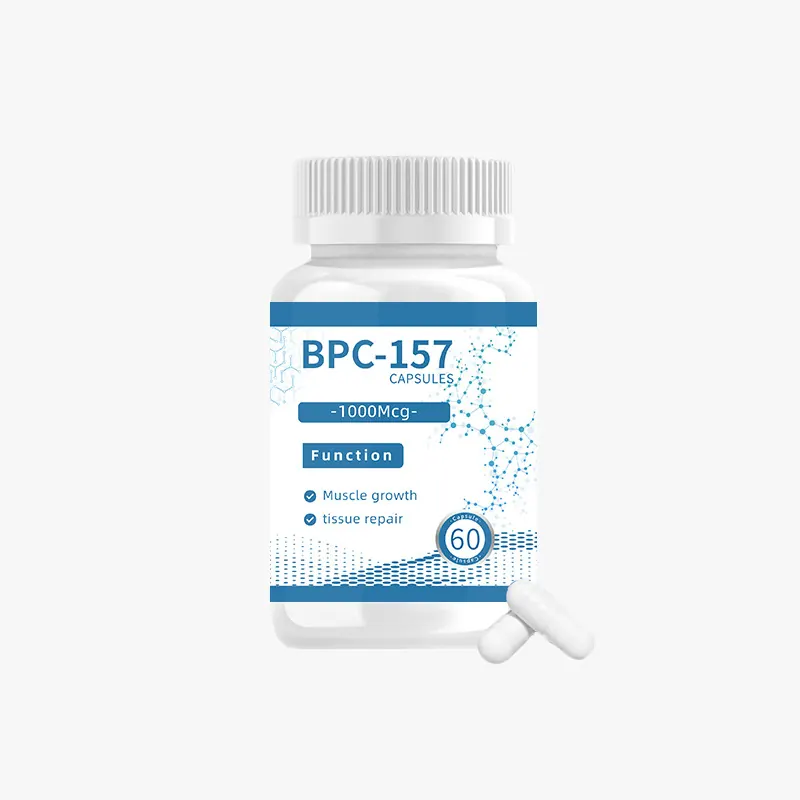 BPC-157 peptide capsules in bottle format for research and formulation development