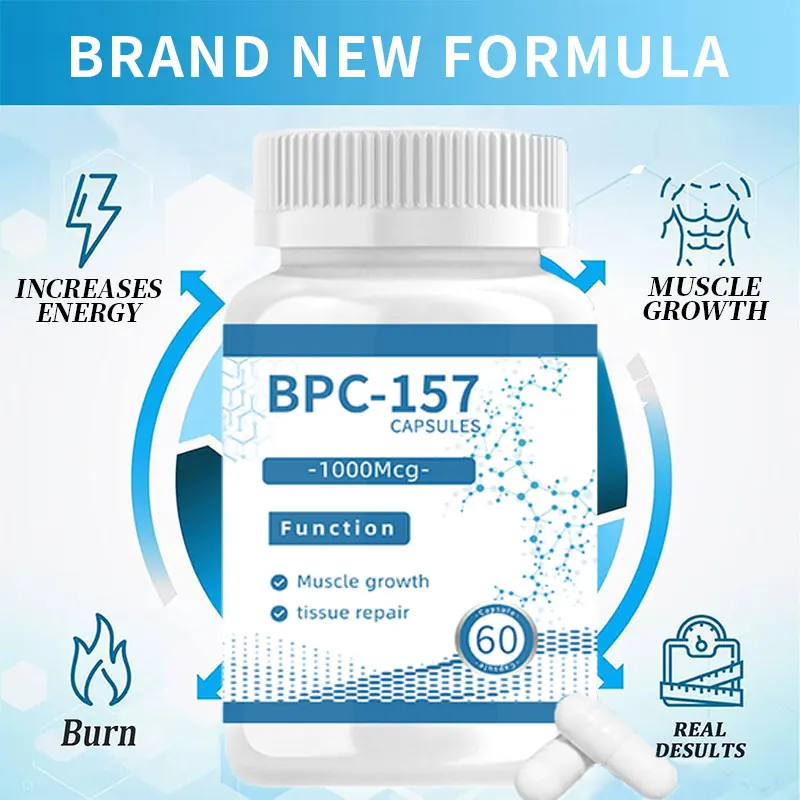 BPC-157 peptide capsules packaging showing capsule format and dosage information
