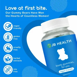 Booty gummies private label vegan botanical gummy supplement packaging showing pectin-based gummy format for OEM and private label manufacturing