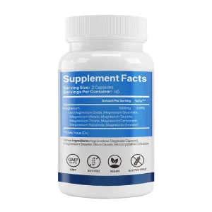 Magnesium Complex Capsules supplement facts showing multi-source magnesium formula