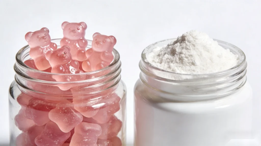 collagen gummies vs powder comparison with collagen gummies and collagen powder supplement