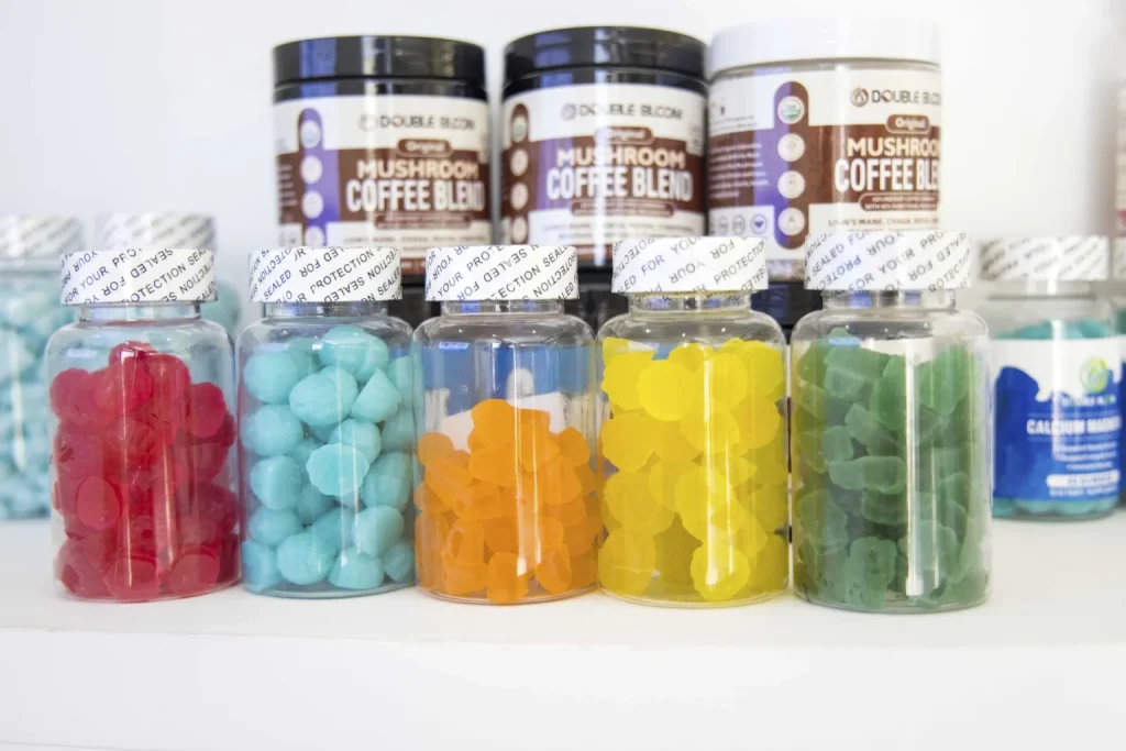 custom dietary supplement sample formulations in different colors and formats