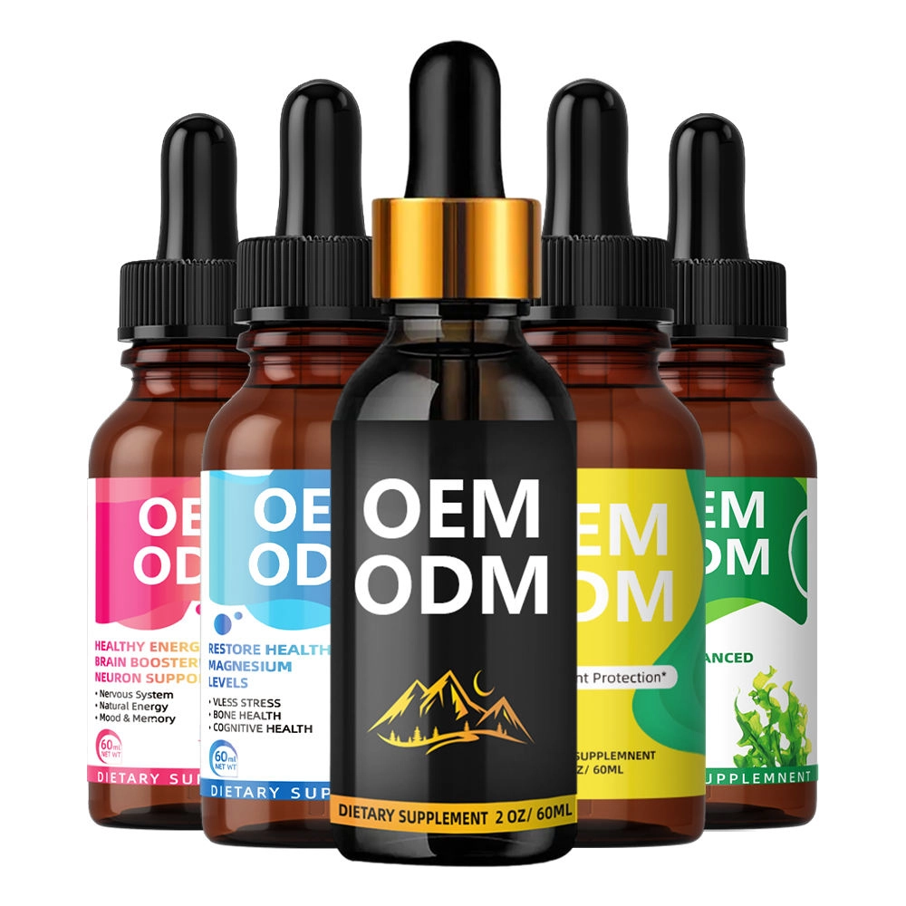 liquid supplement OEM ODM manufacturing with custom private label dropper bottles for dietary supplement brands