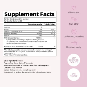 multi collagen peptides powder supplement facts vitamin c biotin hyaluronic acid