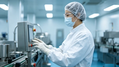 Clean supplement production line showing hygiene control and line clearance procedures.