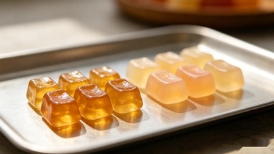 Pectin and gelatin gummy samples for halal supplement development