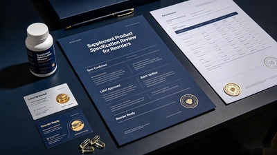 Supplement bottle and product specification reviewed before repeat production