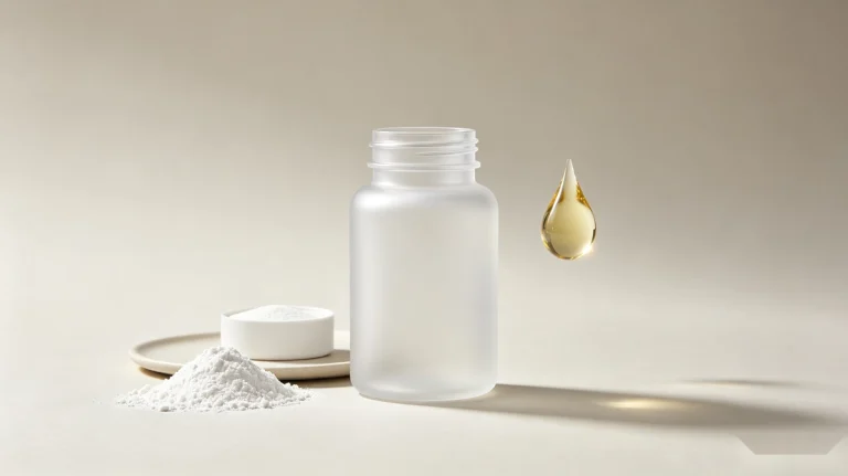 Custom keto supplement manufacturing concept with BHB powder and MCT oil