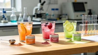 Pre workout flavor samples being evaluated during formulation development