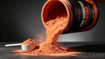 Pre workout powder showing flowability and texture during manufacturing evaluation