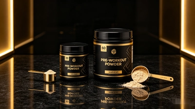 Two pre workout powder samples showing different serving sizes and scoop volumes