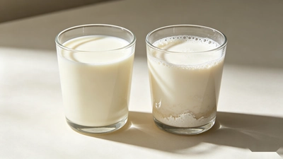 Protein powder shakes showing differences in mixability, foam and sediment